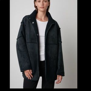 Velvet by Graham & Spencer Reversible Sherpa and Suede Jacket, Navy